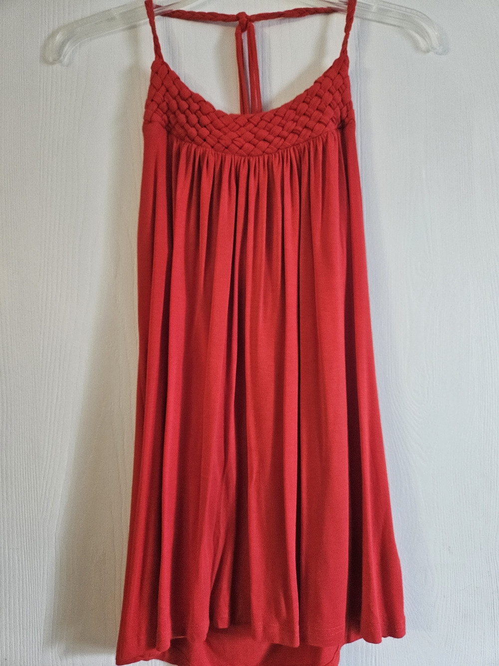 Red Braided-Yoke Women's Halter Top